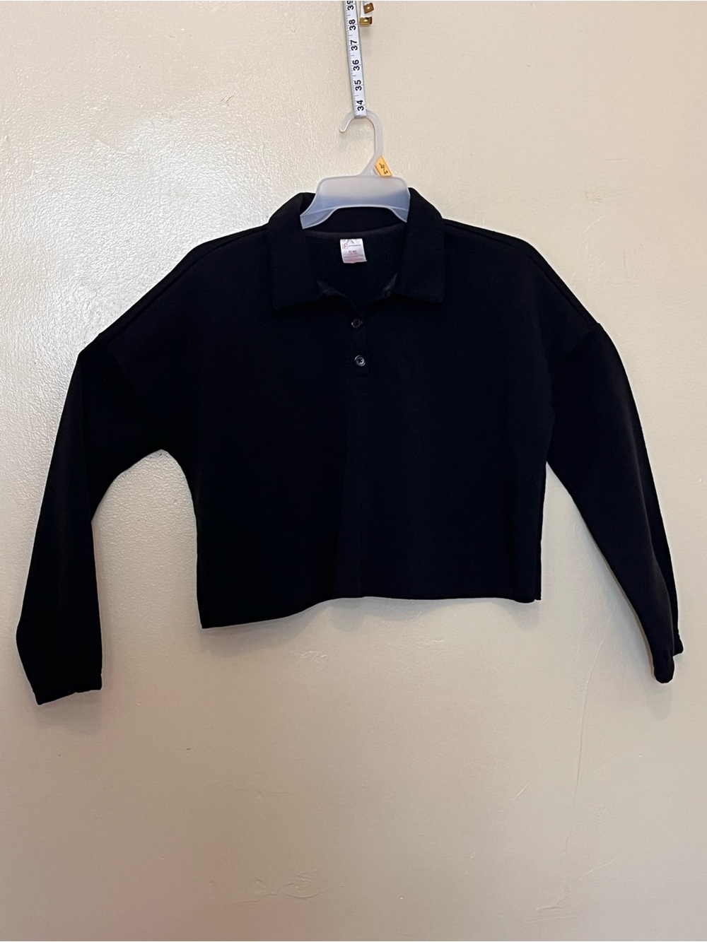 No Boundaries Black Cropped Polo Sweatshirt Hoodie